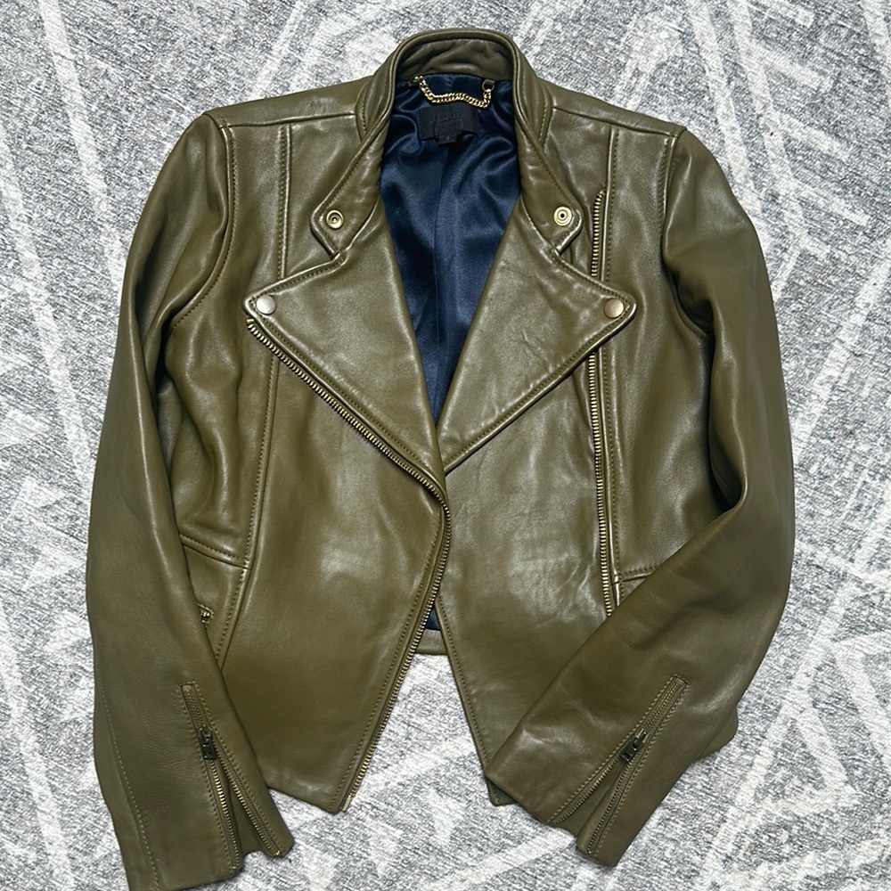 J. Crew Olive Leather Jacket